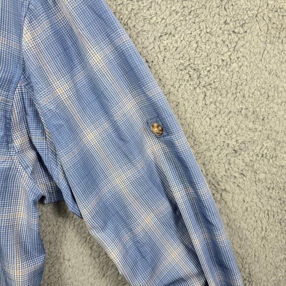 Duluth Trading Co Men's Blue Plaid Long Sleeve Button Up Roll Tab Size L Tall - Picture 7 of 10